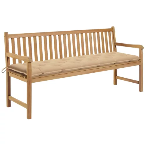 tömör tíkfa kerti pad bézs párnával 175 cm