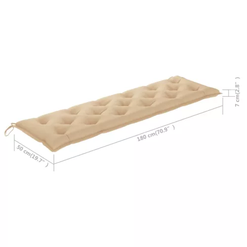  tömör tíkfa kerti pad bézs párnával 175 cm