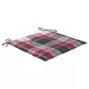  2 db tömör tíkfa kerti szék piros kockás párnákkal