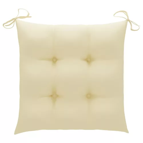  2 db tömör tíkfa kerti szék krémfehér párnával