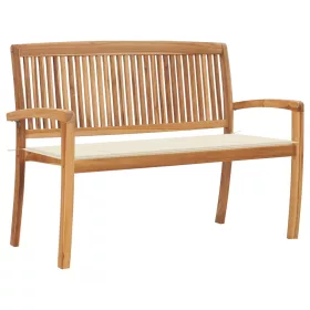  tömör tíkfa rakásolható kerti pad párnával 128,5 cm
