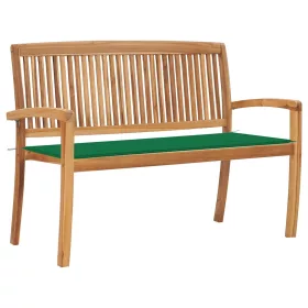  tömör tíkfa rakásolható kerti pad párnával 128,5 cm