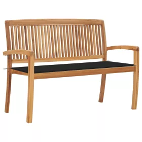  tömör tíkfa rakásolható kerti pad párnával 128,5 cm