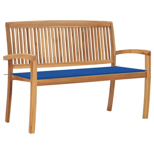  tömör tíkfa rakásolható kerti pad párnával 128,5 cm