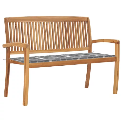 tömör tíkfa rakásolható kerti pad párnával 128,5 cm