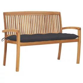  tömör tíkfa rakásolható kerti pad párnával 128,5 cm