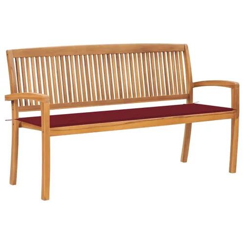  tömör tíkfa rakásolható kerti pad párnával 159 cm