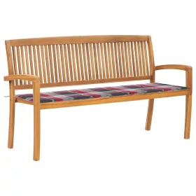  tömör tíkfa rakásolható kerti pad párnával 159 cm