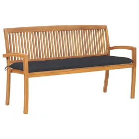  tömör tíkfa rakásolható kerti pad párnával 159 cm