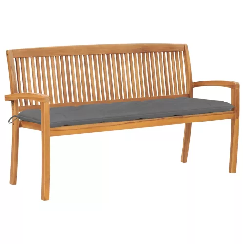  tömör tíkfa rakásolható kerti pad párnával 159 cm