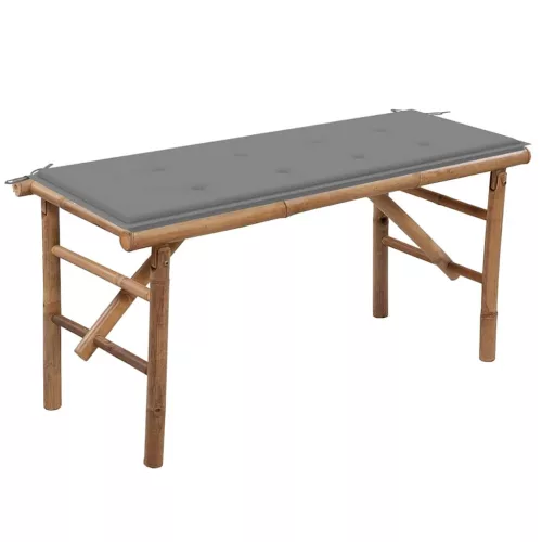  összecsukható bambusz kerti pad párnával 118 cm