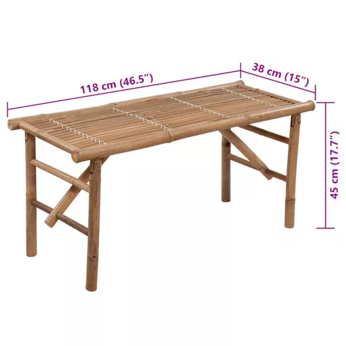  összecsukható bambusz kerti pad párnával 118 cm