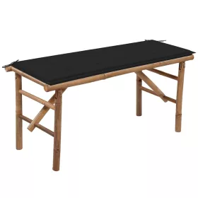  összecsukható bambusz kerti pad párnával 118 cm