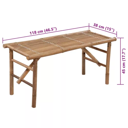  összecsukható bambusz kerti pad párnával 118 cm