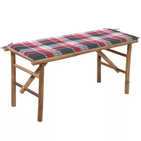  összecsukható bambusz kerti pad párnával 118 cm
