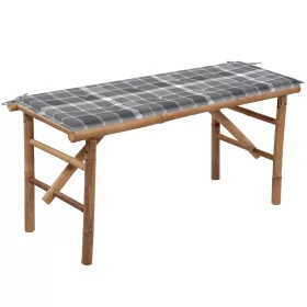  összecsukható bambusz kerti pad párnával 118 cm