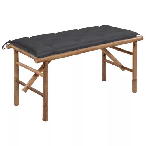  összecsukható bambusz kerti pad párnával 118 cm