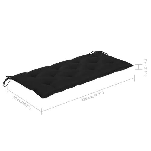  összecsukható bambusz kerti pad párnával 118 cm
