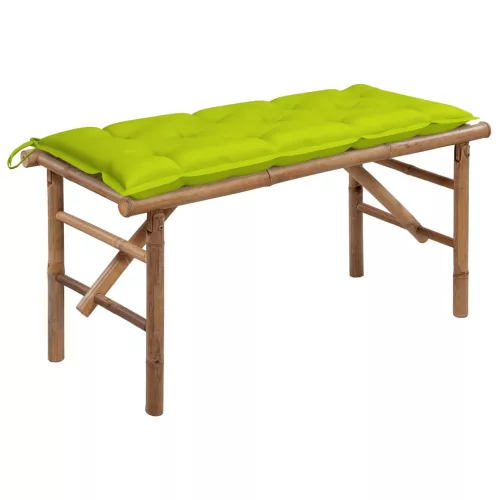  összecsukható bambusz kerti pad párnával 118 cm
