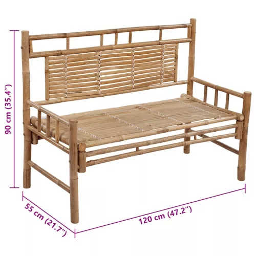  bambusz kerti pad párnával 120 cm