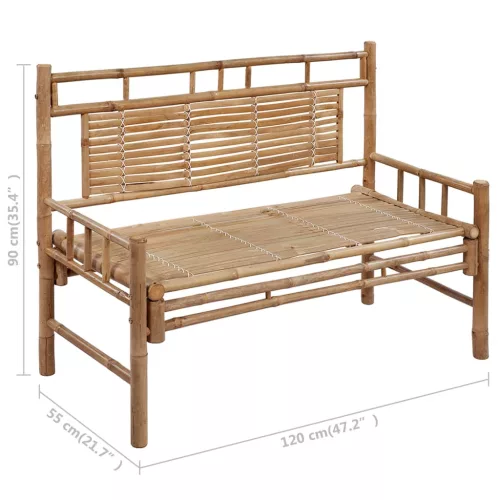  bambusz kerti pad párnával 120 cm