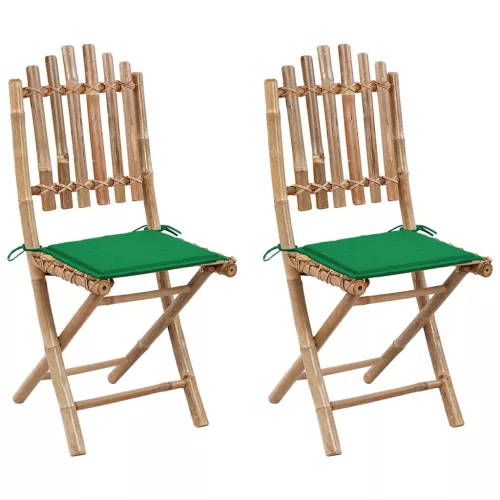  2 db összecsukható bambusz kerti szék párnával