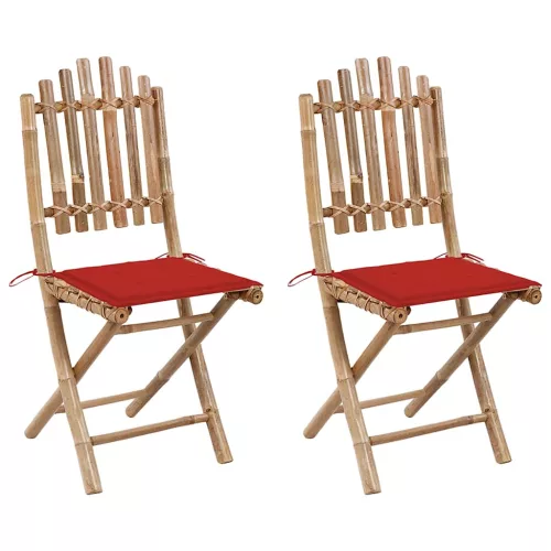  2 db összecsukható bambusz kerti szék párnával