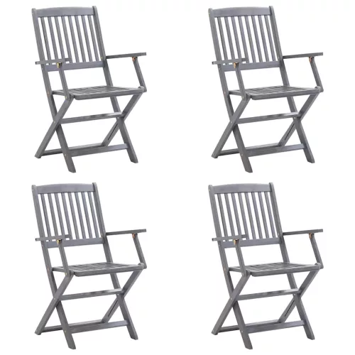  4 db összecsukható tömör akácfa kültéri szék párnával