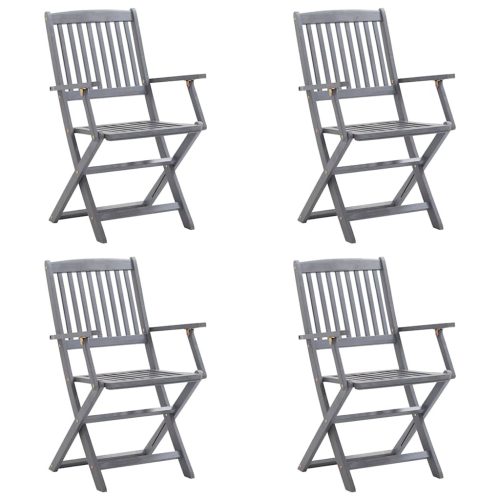  4 db összecsukható tömör akácfa kültéri szék párnával