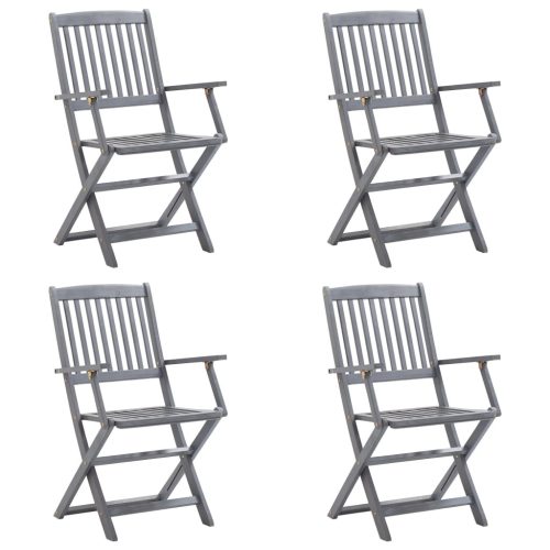  4 db összecsukható tömör akácfa kültéri szék párnával