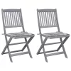  2 db összecsukható tömör akácfa kültéri szék párnával