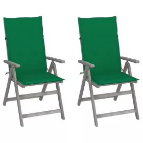  2 db dönthető tömör akácfa kerti szék párnákkal