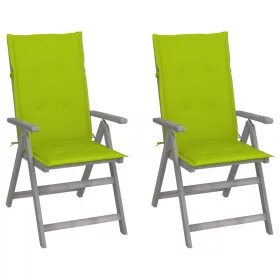  2 db dönthető tömör akácfa kerti szék párnákkal