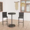  3 részes szürke polyrattan kerti bárszett párnákkal