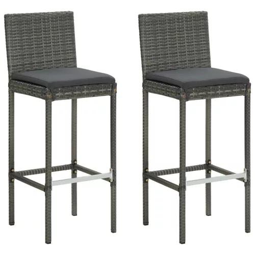  3 részes szürke polyrattan kerti bárszett párnákkal