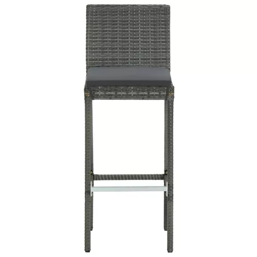  3 részes szürke polyrattan kerti bárszett párnákkal