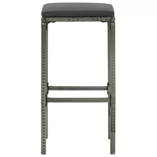  3 részes szürke polyrattan kerti bárszett párnákkal