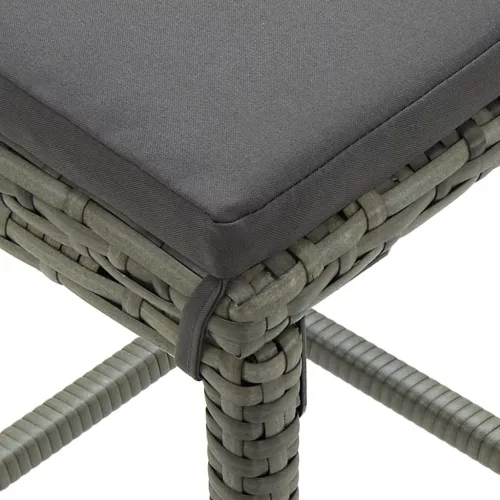  3 részes szürke polyrattan kerti bárszett párnákkal