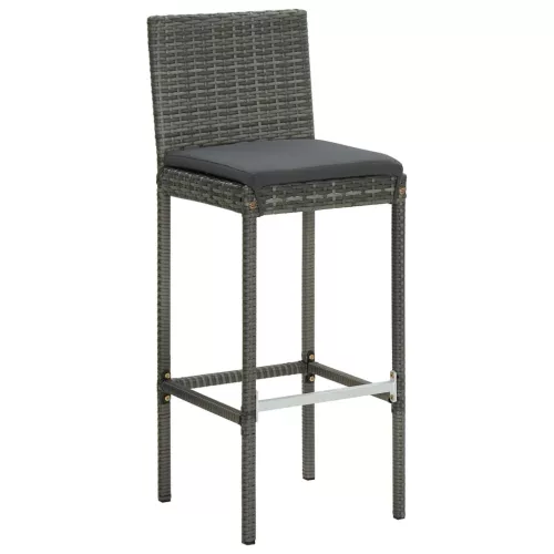  3 részes szürke polyrattan kerti bárszett párnákkal