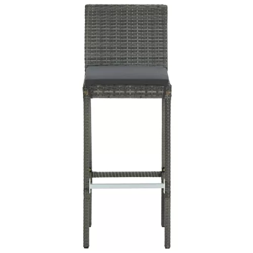  3 részes szürke polyrattan kerti bárszett párnákkal