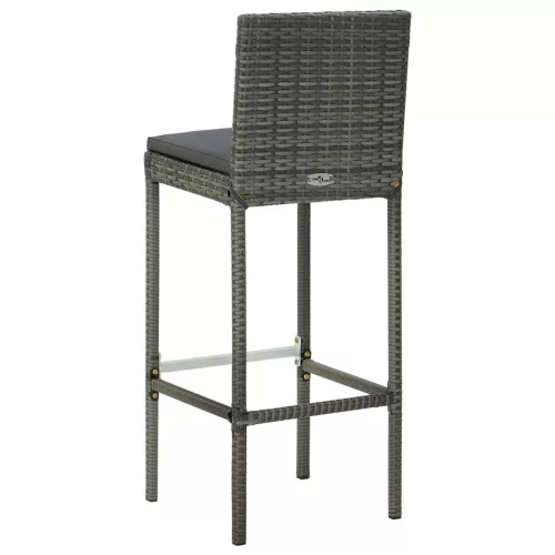  3 részes szürke polyrattan kerti bárszett párnákkal