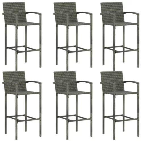  7 részes szürke polyrattan kerti bárszett