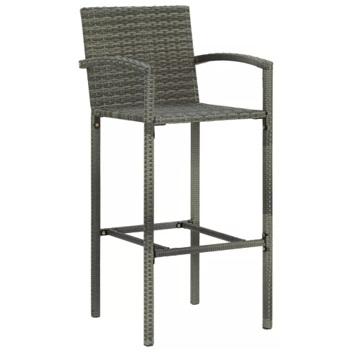  7 részes szürke polyrattan kerti bárszett