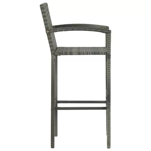  7 részes szürke polyrattan kerti bárszett