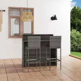  3 részes szürke kerti bárszett párnákkal
