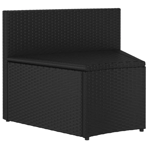  9 részes fekete polyrattan kerti kanapészett párnákkal