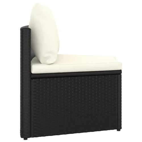  4 részes fekete polyrattan kerti kanapészett párnákkal