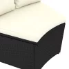  4 részes fekete polyrattan kerti kanapészett párnákkal