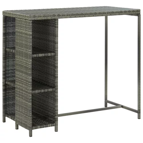  5 darabos szürke polyrattan kerti bárszett párnákkal