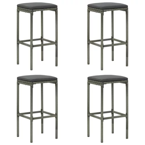  5 darabos szürke polyrattan kerti bárszett párnákkal